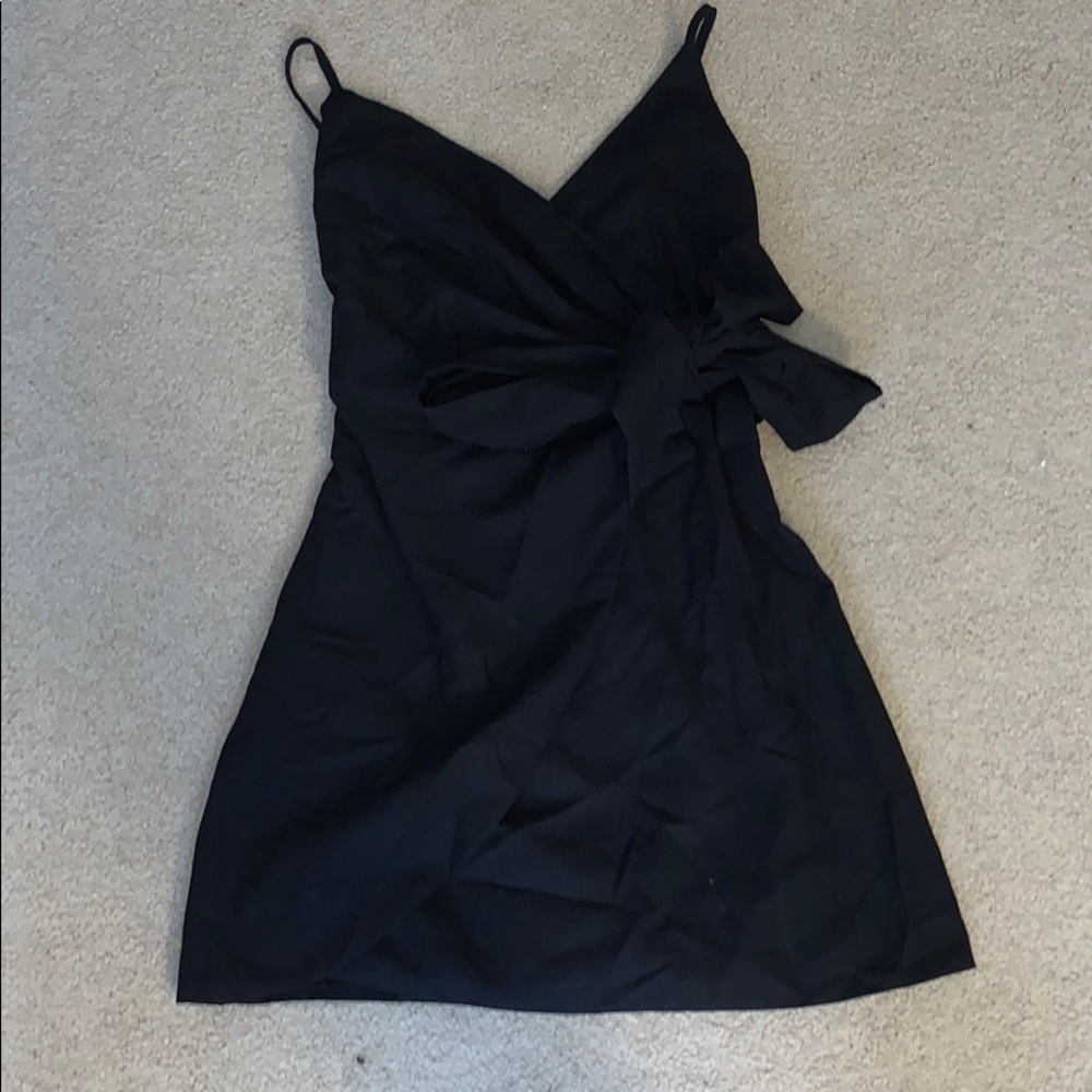 Showpo black linen dress